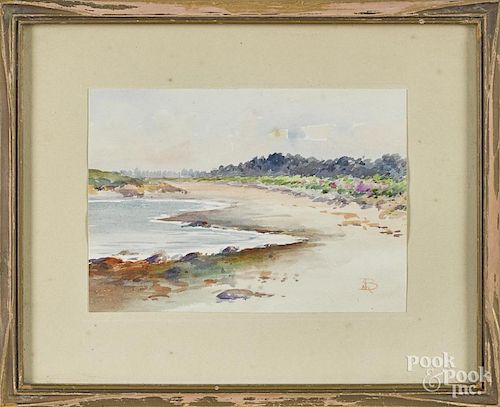 Pair of watercolor coastal scenes, early 20th c., monogrammed CMB, 4 3/4'' x 6 3/4''.