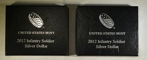(2) 2012 INFANTRY SOLDIER COMM UNCIR SILVER $1
