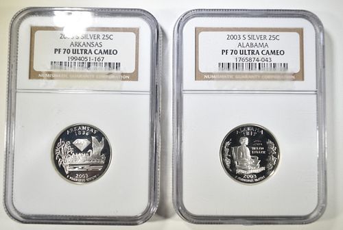 (2) 2003-S SILVER STATE QUARTERS NGC PF-70 UC