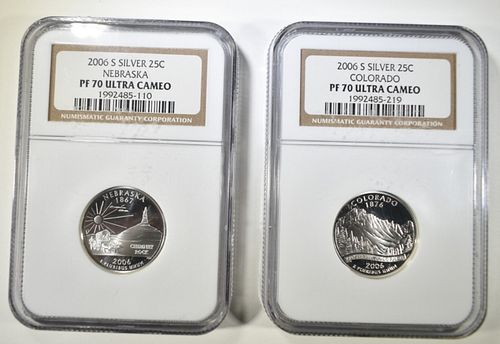 (2) 2006-S SILVER STATE QUARTERS NGC PF-70 UC