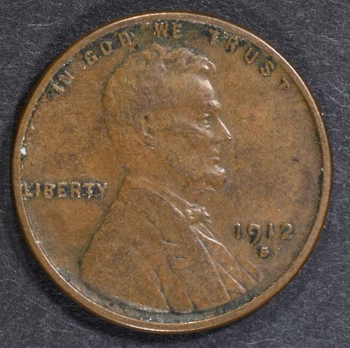 1912-S LINCOLN CENT XF