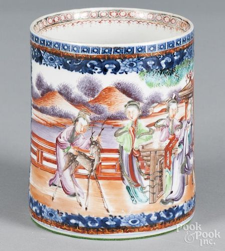 Chinese export porcelain Mandarin palette mug, early 19th c., 5 3/4'' h.