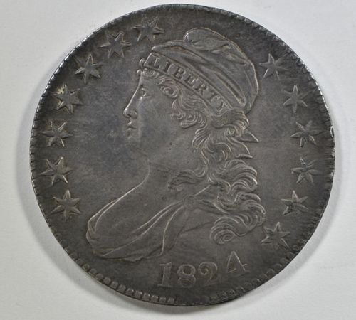 1824/4 BUST HALF DOLLAR AU