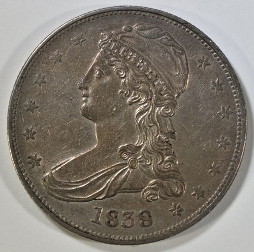 1838 BUST HALF DOLLAR AU