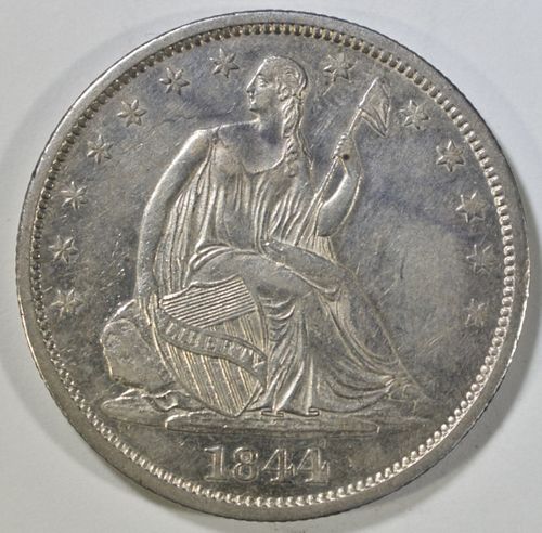 1844-O SEATED LIBERTY HALF DOLLAR CH AU