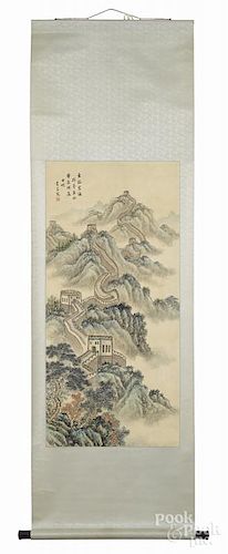 Oriental watercolor scroll.