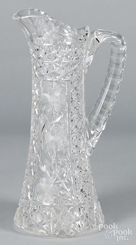 Brilliant cut glass pitcher, 14 1/8'' h.