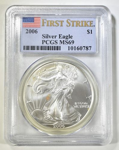 2006 AMERICAN SILVER EAGLE PCGS MS 69 FIRST STRIKE