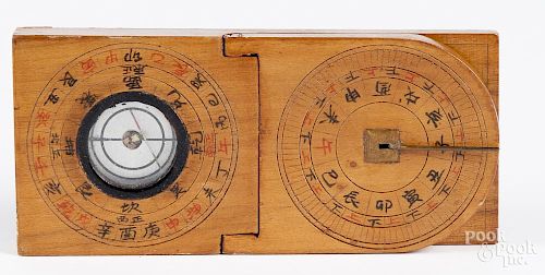 Japanese boxwood compass and sundial, 4 1/2'' l.