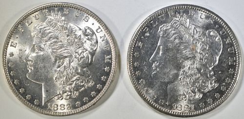 1881-S & 1883 MORGAN DOLLARS BU