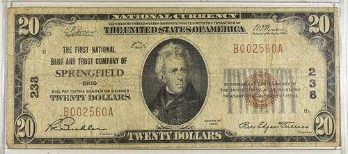 1929 $20 FIRST NATIONAL BANK OF SPRINGFIELD OH