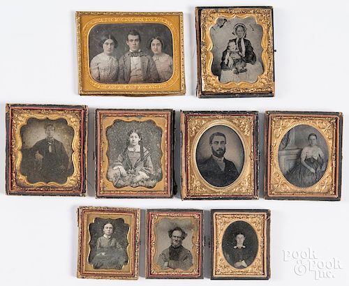 Early daguerreotypes, photographs, etc., and cases.