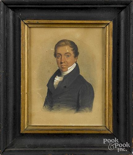 Pennsylvania watercolor and gouache portrait of John Fisher from Carlisle, dated 1820
