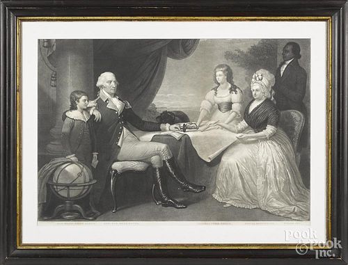 Engraving of the Washington Family by Sartain, after the work by Savage, 16'' x 23 1/2''.
