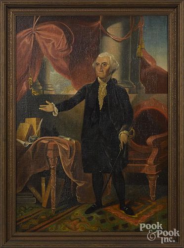 American oil on canvas portrait of George Washington, 19th c., 42'' x 30''.