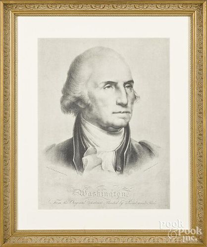 Modern restrike of George Washington, after Peale, 16'' x 12 1/4''.