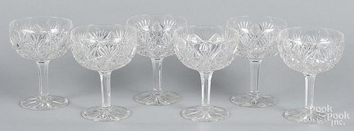 Set of six brilliant cut glass footed bowls, 6 3/4'' h.
