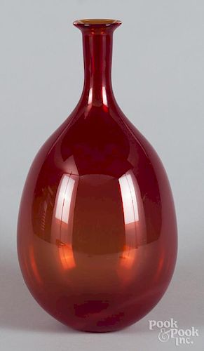 Greenwood ruby glass vase, 15 1/4'' h.