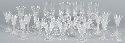 Glass stemware, some marked Waterford.