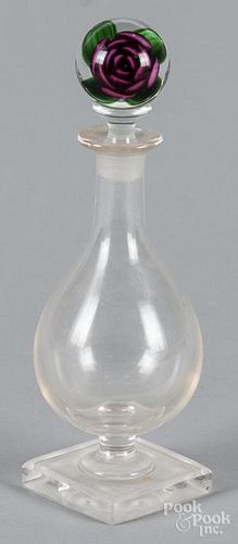 Charles Kaziun, rose paperweight bottle, 9'' h.