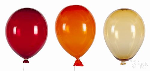 Livio de Marchi hanging glass balloon display, each approximately 14'' h.