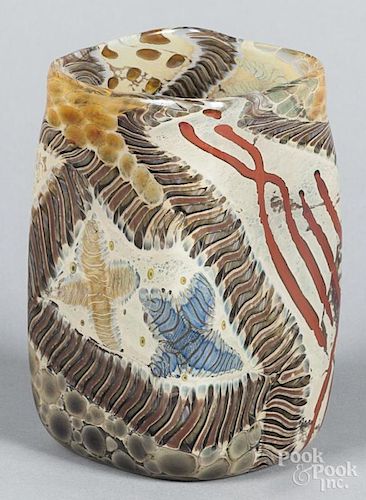 Ken Walton art glass vase, 7'' h.