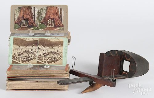 Perfecscope stereo viewer, ca. 1900, with approximately fifty-five American view cards.