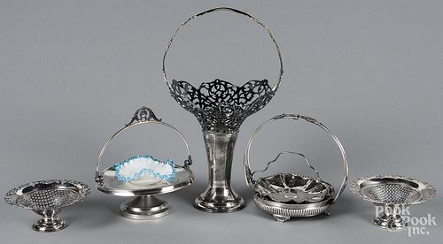 Silver-plate items, tallest - 17 1/2''.