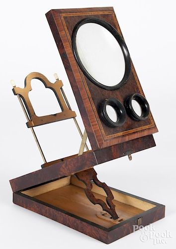 French burl and ebonized Graphoscope stereo viewer, late 19th c., 16 1/2'' h., 10 3/4'' d.