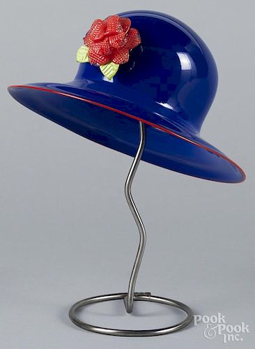 Brian Brenno art glass hat, 10'' dia.