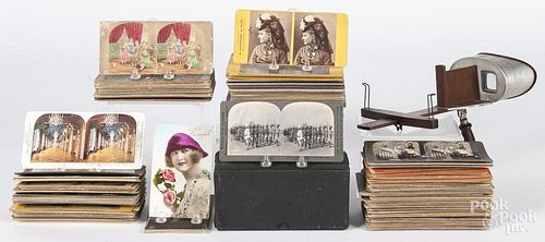 Approximately 200 stereo viewer cards, ca. 1900, together with a viewer.