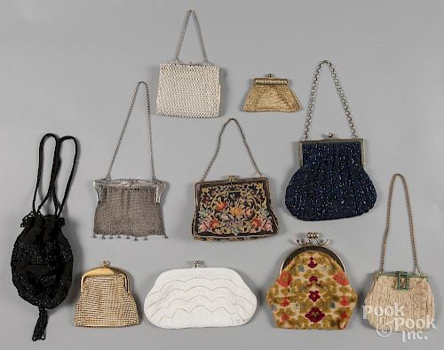 Ten Victorian and vintage purses.