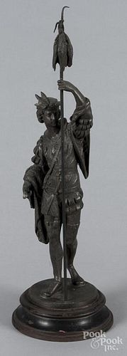 Spelter figure of a gentleman with a catch of fish, 19 3/4'' h.