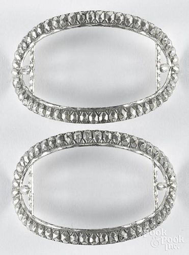 Pair of silver shoe buckles, 19th c., with maker's mark IP, 2 7/8'' l.
