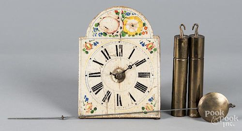 Small wooden wag on the wall clock, 19th c., 8 1/4'' h., 5 3/4'' w.