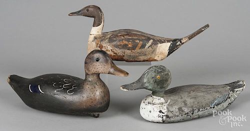 Cleveland Wrecking Ball Company carved and painted West Coast pintail duck decoy, early 20th c.