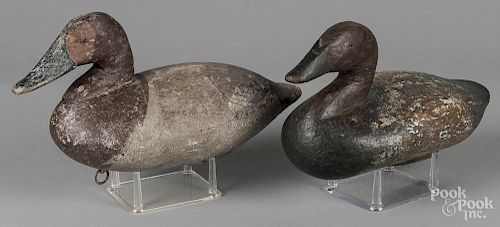 Two Susquehanna River carved and painted duck decoys, late 19th c.