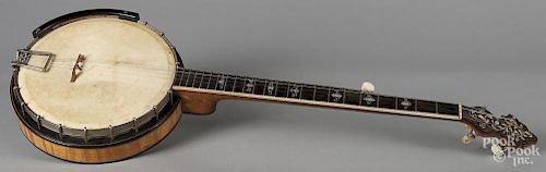 Weymann Keystone banjo, 20th c., with mother of pearl inlay on the neck and head, 37 1/2'' l.