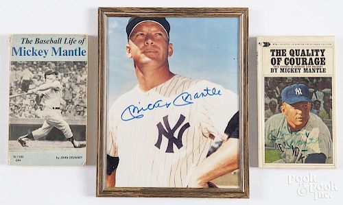 Mickey Mantle baseball items, to include a signed photograph, a signed copy