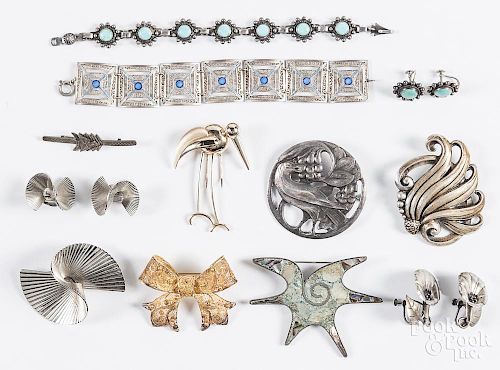 Miscellaneous sterling silver jewelry, 20th c.