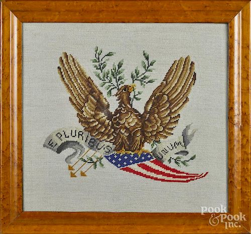 Patriotic needlework of an eagle, 20th c., 19'' x 20 1/2''.