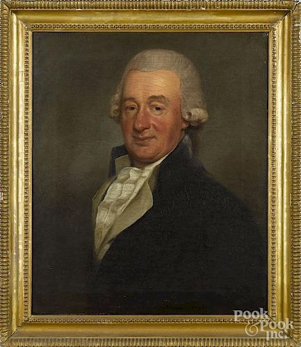 English oil on canvas portrait of a gentleman, 19th c., 22 1/2'' x 18 1/2''.
