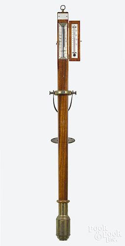 Gimbaled mahogany stick barometer, 19th c., 36'' h.