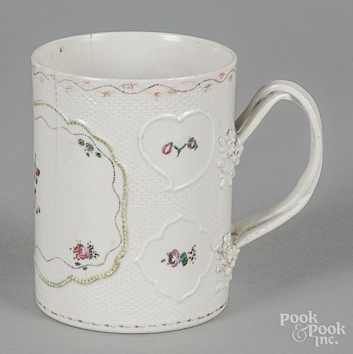 Chinese export porcelain strap handled mug, ca. 1800, 5 1/2'' h.