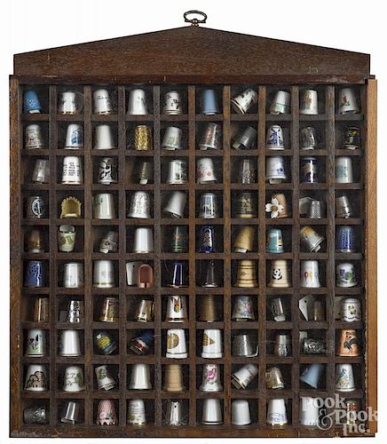Two cased thimble collections, 9 1/2'' x 14 1/2'' and 16'' x 14 1/4''.