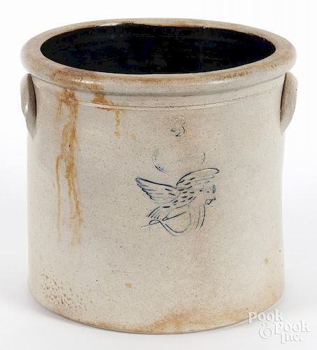 Gardiner, Maine stoneware crock with an incised eagle, 9 3/4'' h.