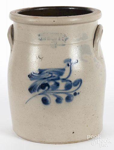 New York three-gallon stoneware crock, 19th c., impressed Haxstun, Ottman, & Co. Fort Edward N.Y.