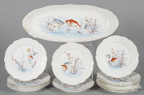 Limoges porcelain fish service, platter - 20 1/2'' l.