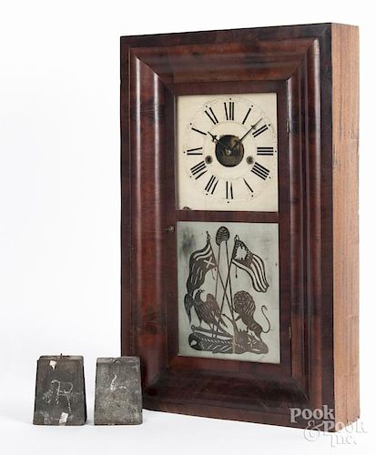 William Johnson Empire mahogany mantel clock, 19th c., 28'' h., 17'' w.