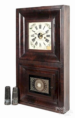 Forestville Empire mahogany mantel clock, 19th c., 31'' h., 17'' w.